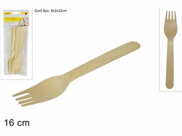 Confezione 8 Pezzi Forchette Posate In Legno dfh