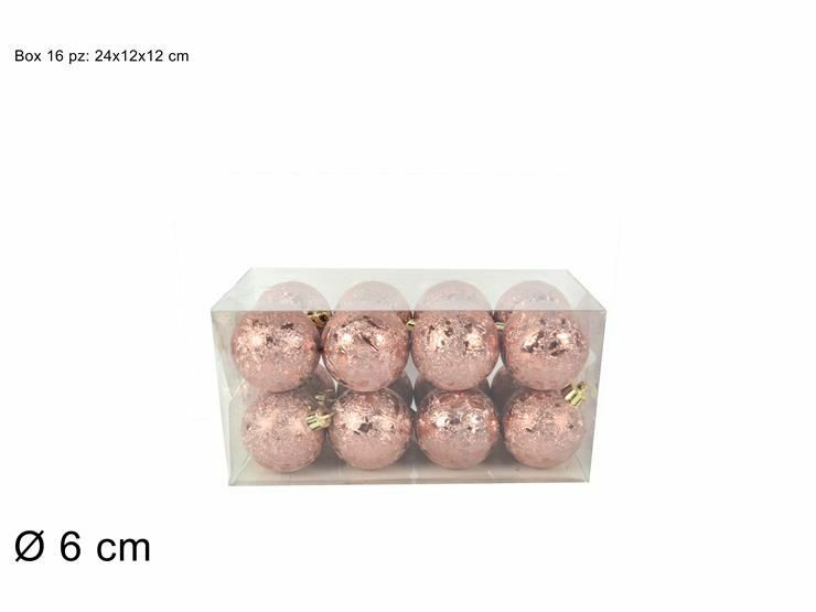 Serie 16 Palle Palline Albero Di Natale Rosa Antico Ghiaccio 6cm Addobbi dfh