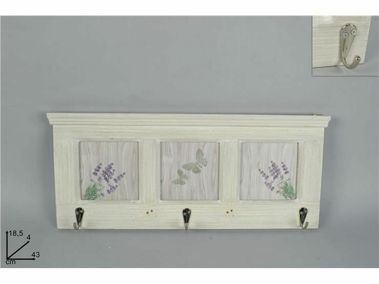 Appendiabiti Da Parete 3 Posti Ganci In Legno Bianco Lavanda dfh