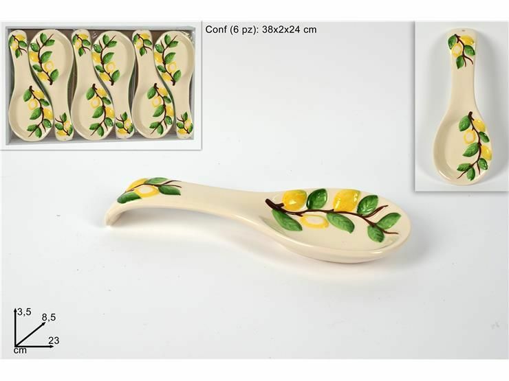 Set 6 Pezzi Poggiamestolo Poggia Mestolo In Ceramica Limoni Cucina dfh