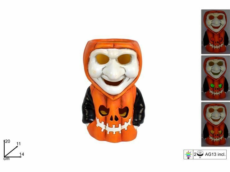 Soggetto Horror Con Zucca Con Luce Decorazione Festa Halloween dfh