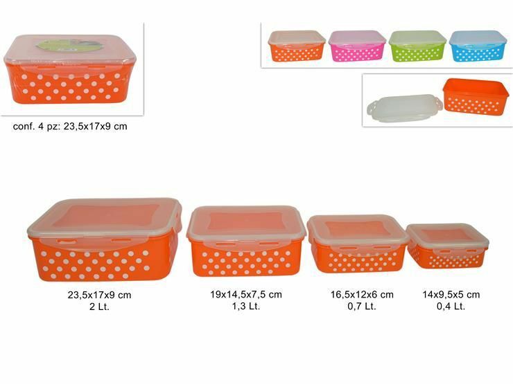 Set 4 Contenitori In Plastica Con Coperchio Clic Clac Alimenti Colorati dfh