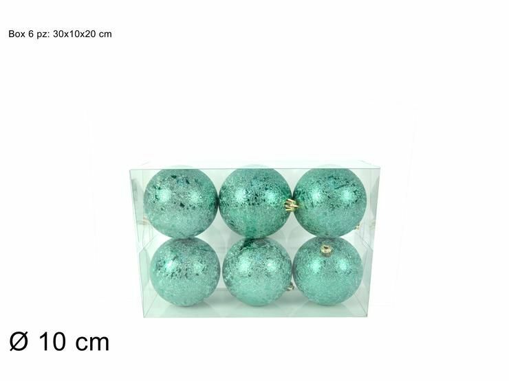 Serie 6 Palle Palline Albero Di Natale Tiffany Ghiaccio 10cm Addobbi dfh