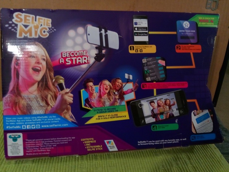 SelfieMic Selfie Stick Microphone Create Your Own Music Video Set Toy NIB