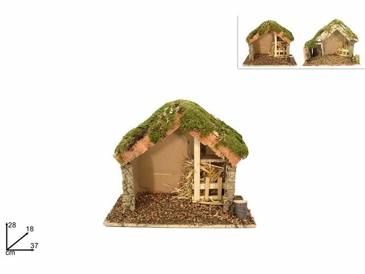 Capanna Vuota Con Corteccia E Muschio 37x28x18cm Presepe Natale dfh