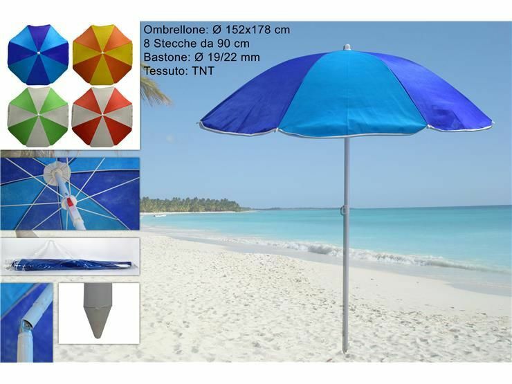 Ombrellone Mare Protezione Uv Parasole 90Cm Bicolore Spiaggia Vacanze Sole dfh