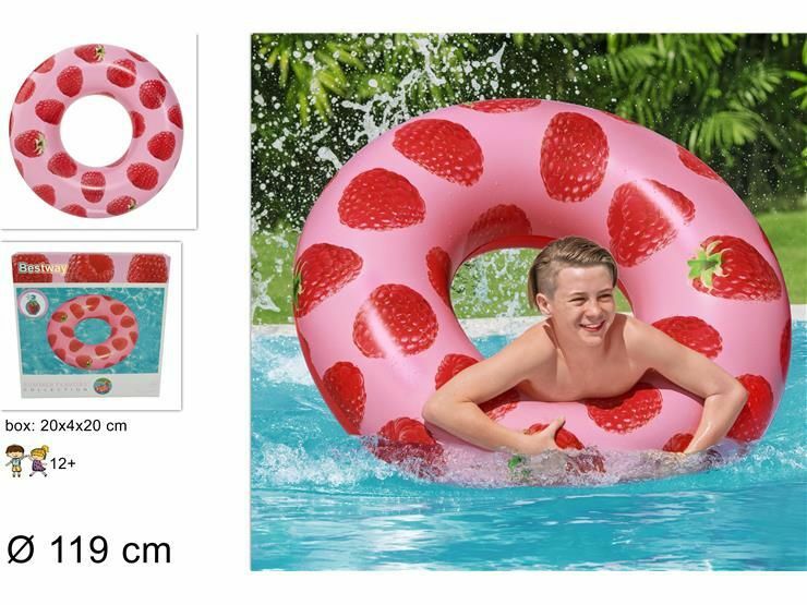 Ciambella Gonfiabile Salvagente Profumato Lampone 119cm Estate Mare Piscina dfh