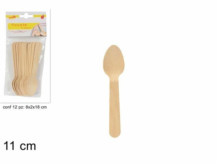 Confezione 12 Pezzi Cucchiaino Posate In Legno dfh