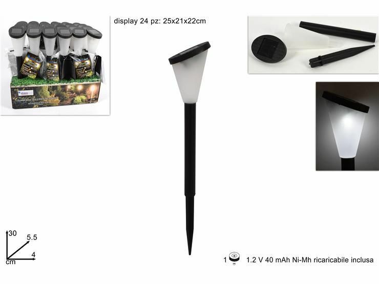 Set 24 Lampada Ricarica Solare Giardino Esterni Led Torcia 30cm Luce Fredda dfh