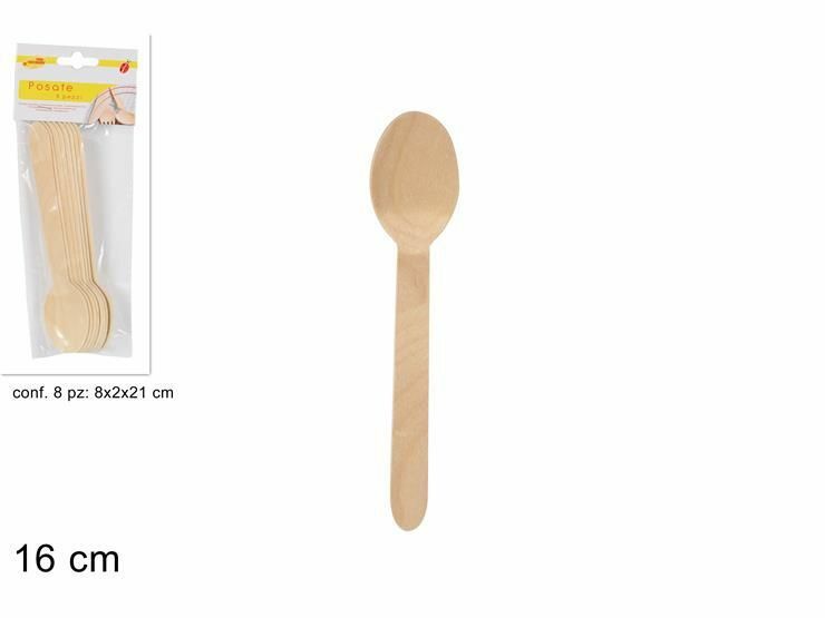 Confezione 8 Pezzi Cucchiaio Posate In Legno dfh