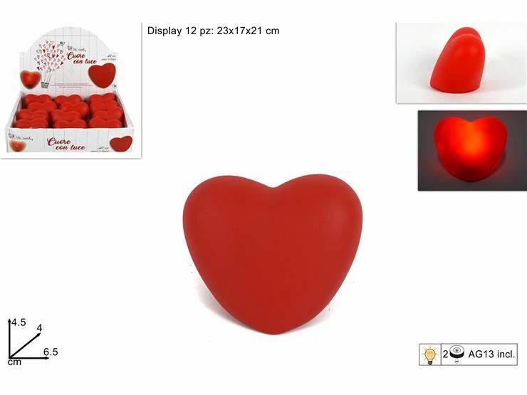 Set 12 Pz Candele Led Lumini Forma Di Cuore Rosso Batteria Luce Decorazione dfh