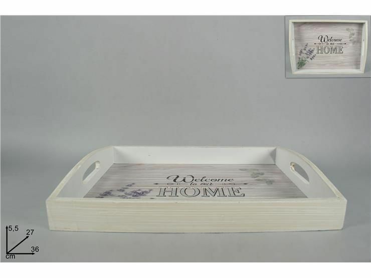 Vassoio Da Cucina 36x27cm In Legno Bianco Lavanda dfh
