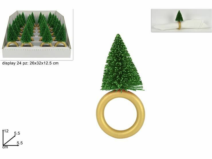 Set 24 Pezzi Anello Porta Tovaglioli Albero Di Natale Verde Decorazione dfh
