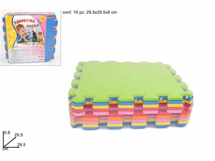 Tappeto Puzzle Morbido 10 Pezzi Colorate Gioco Bambini Bimbi 30x30cm