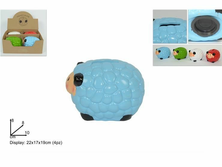 Set 4 Pezzi Salvadanaio Pecora Colorato 10cm Ceramica Monete Porta Soldi dfh