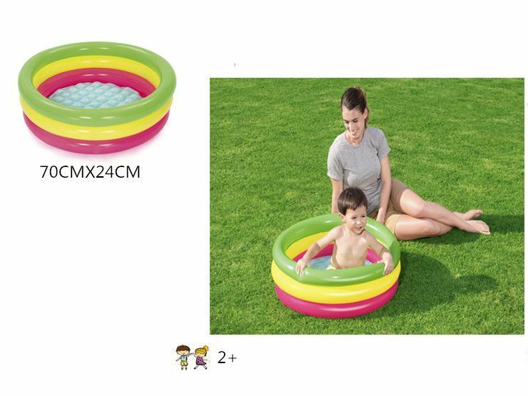 Piscina Gonfiabile Baby 70cm 3 Anelli Bambino Giardino Spiaggia Estate dfh