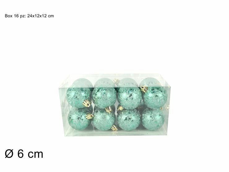 Serie 16 Palle Palline Albero Di Natale Tiffany Ghiaccio 6cm Addobbi dfh