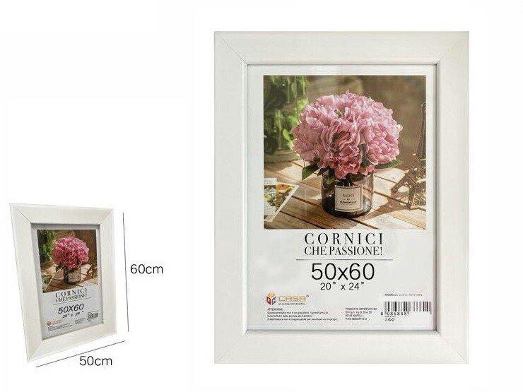 Cornice Per Foto Poster Quadri Tele Dimensioni 50x60cm Colore Bianco dfh