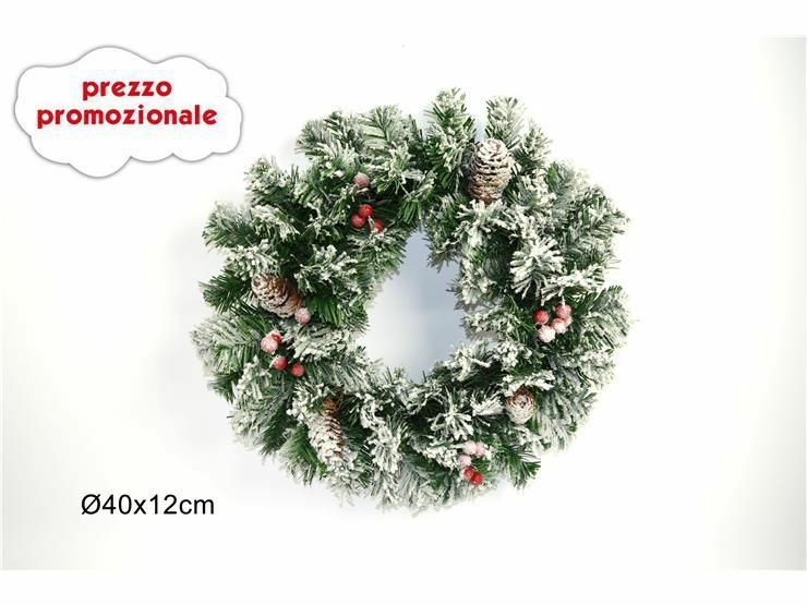 Dietroporta Natalizio Decorativo Tondo Innevato 40cm Decorazione Natale dfh