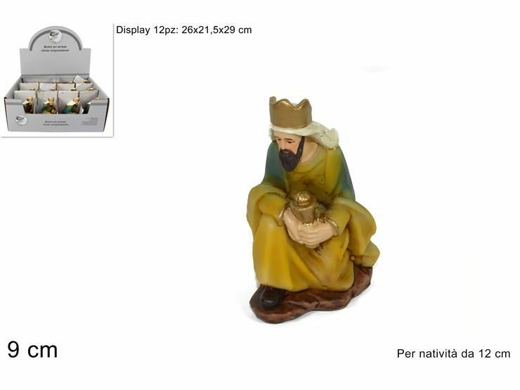 Set 12 Pezzi Statuina Gaspare 9cm Per Presepe In Resina Decoro Natale dfh