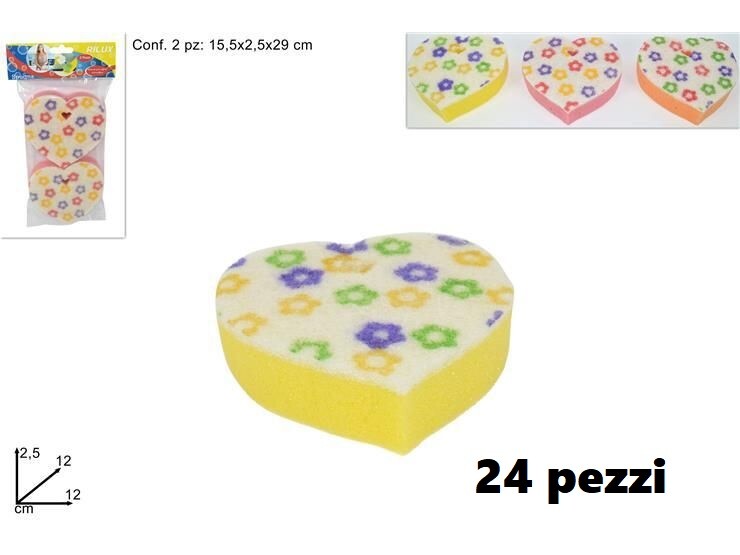 Set 24 Pezzi Spugna Doccia A Forma Di Cuore Corpo Bagno Cura dfh