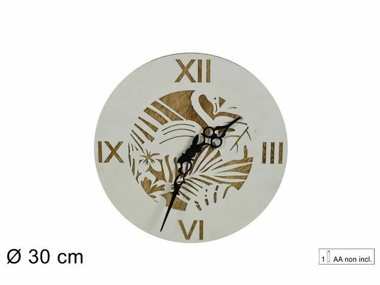Orologio Da Parete Muro Fantasia Tropicale In Legno Diametro 30cm dfh