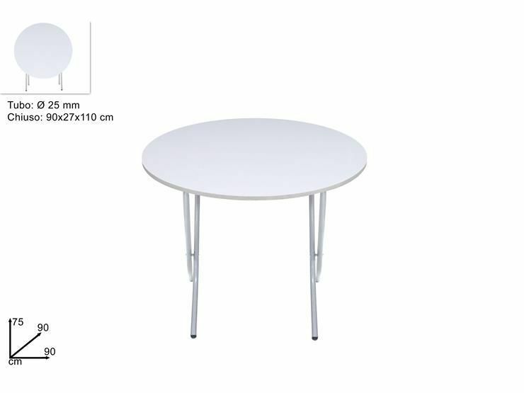 Tavolo Tavolino Richiudibile In Legno Bianco Rotondo 90cm dfh