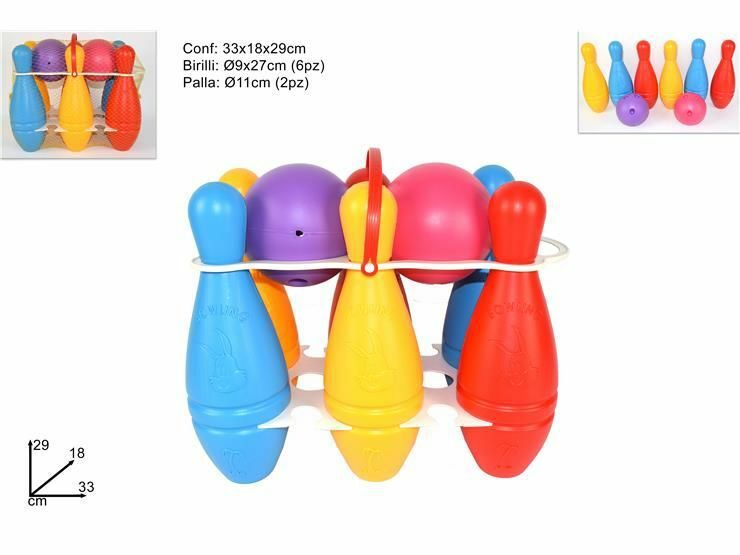 Gioco Mare Birilli Bowling 6 Birilli + 2 Palle Bambini Divertimento Estate dfh