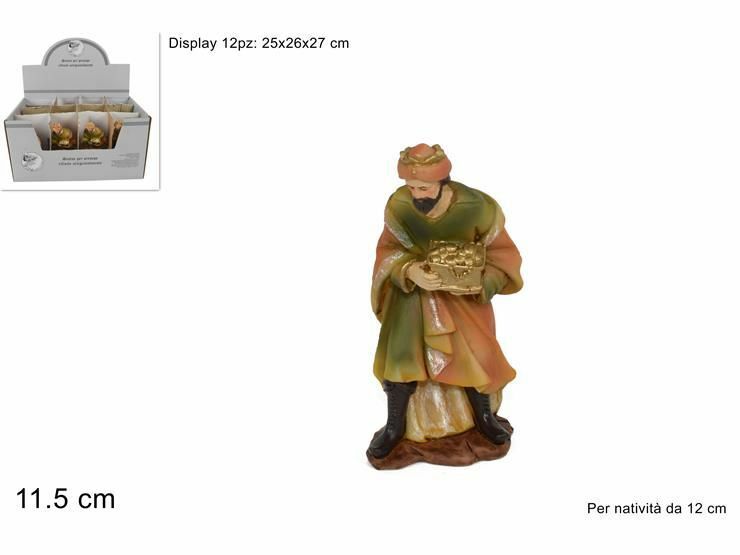 Set 12 Pezzi Statuina Melchiorre 12cm Per Presepe In Resina Decoro Natale dfh