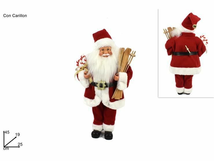 Babbo Natale Carillon Con Sci 45cm Decorazione Natale dfh