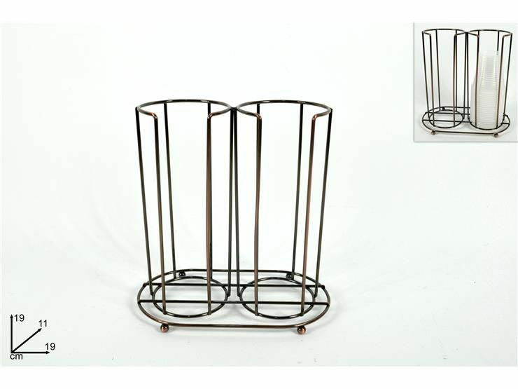 Portabicchieri Organizer a 2 Cilindri in Metallo Bronzato Cucina dfh