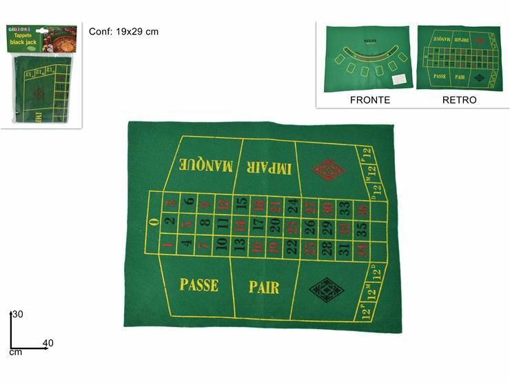 Tappeto Tavolo Roulette Black Jack 30x40cm dfh