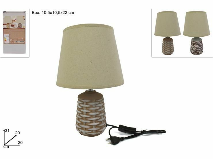 Lume Lampada Abat Jour Comodino Comò 31cm Luce Effetto Pietra dfh