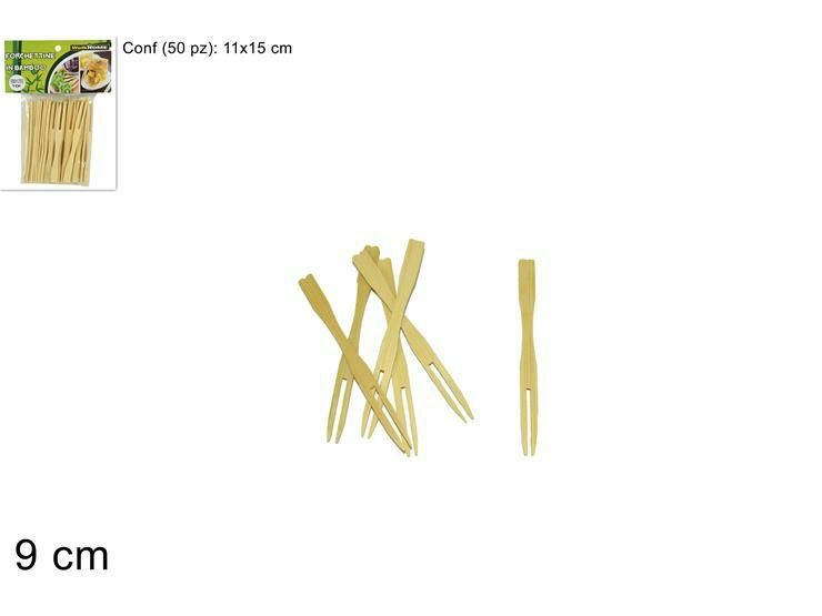 Confezione 50 Pezzi Forchettine Per Aperitivo In Legno Bambù dfh