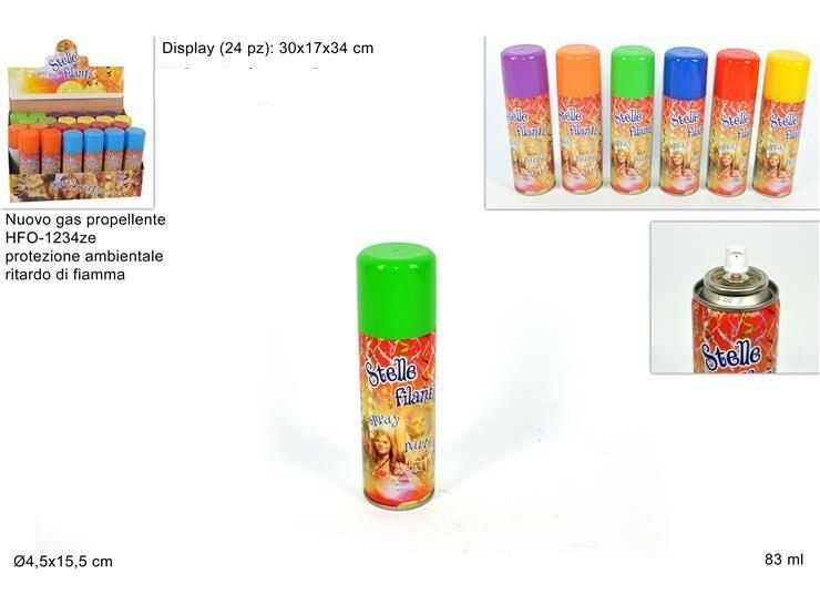 24pz Bombolette Stelle Filanti Multicolore Festa Party Compleanno Carnevale dfh