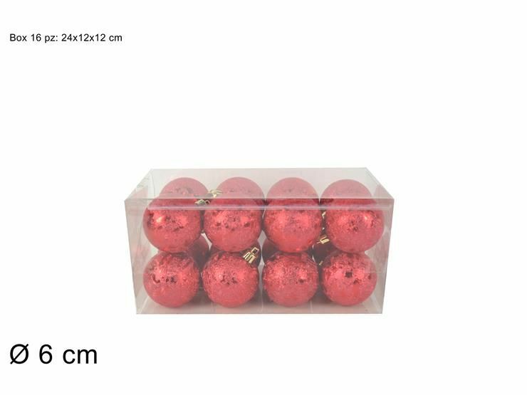 Serie 16 Palle Palline Albero Di Natale Rosso Ghiaccio 6cm Addobbi dfh