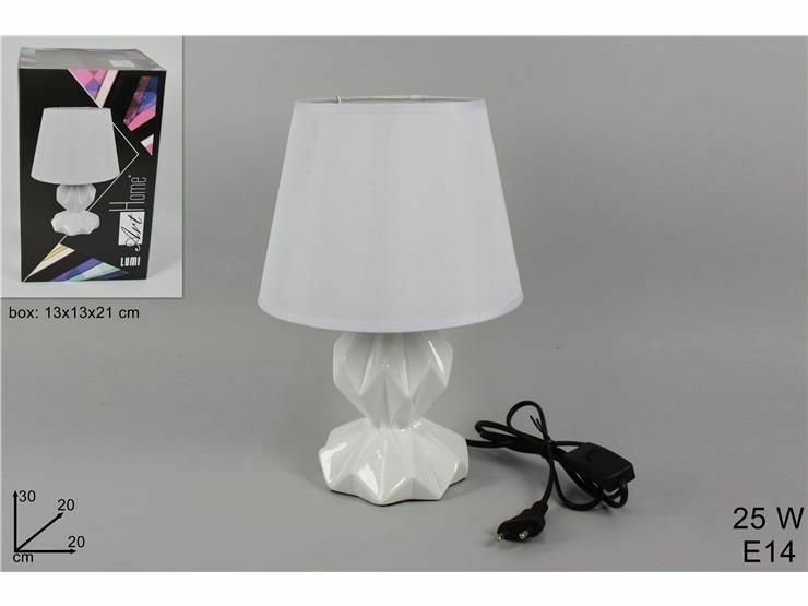 Lume Lampada Abat Jour Comodino Comò 30cm Luce Bianca Rombi Moderna Dfh