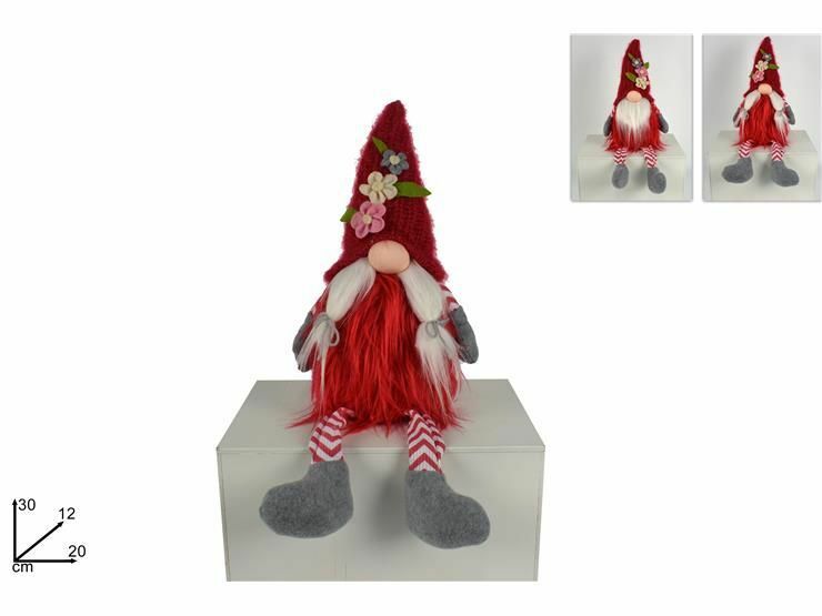 Gnomo Di Natale Seduto 30cm Decorazione Natale dfh