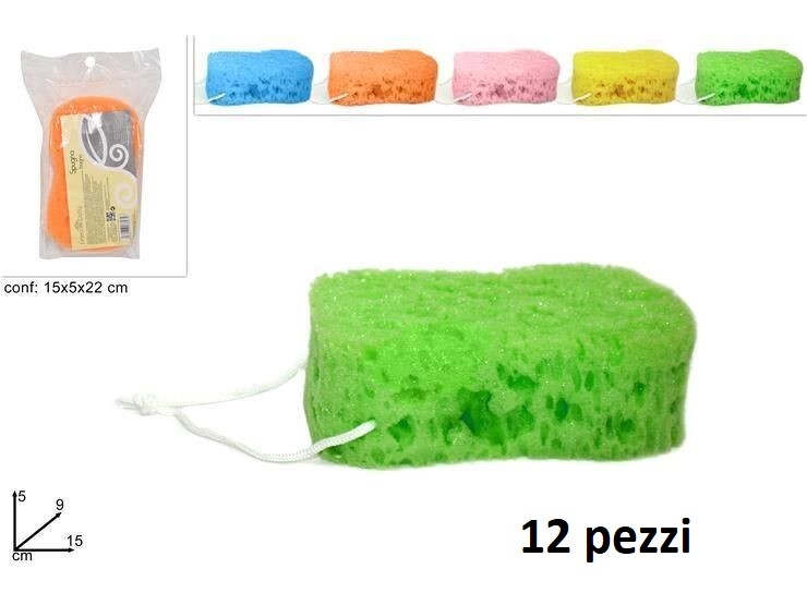 Set 12 Pezzi Spugna Corpo Bagno Doccia Colorate Con Cordino idea
