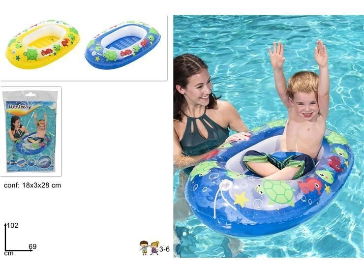 Canottino Gonfiabile Animali Marini 102x69cm Bambini Estate Piscina Mare dfh