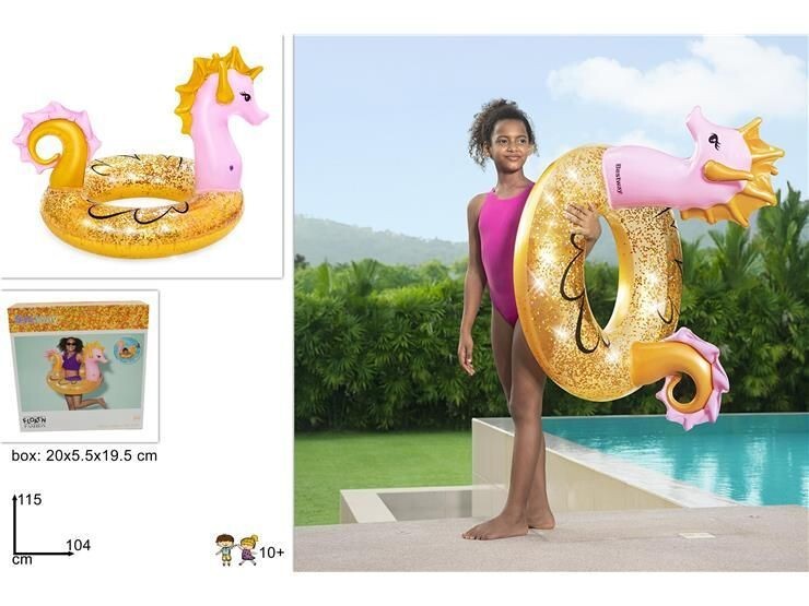 Ciambella Gonfiabile Cavalluccio Marino Glitter 104cm Mare Piscina Estate dfh