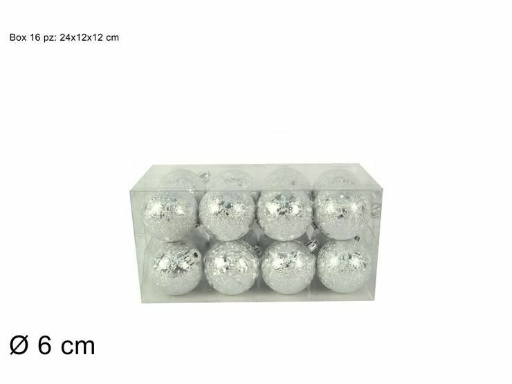 Serie 16 Palle Palline Albero Di Natale Silver Ghiaccio 6cm Addobbi dfh