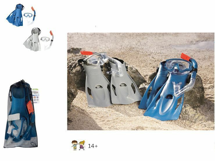 Set Sub Maschera Con Boccaglio E Pinne Adulto Nuoto Mare Estate dfh