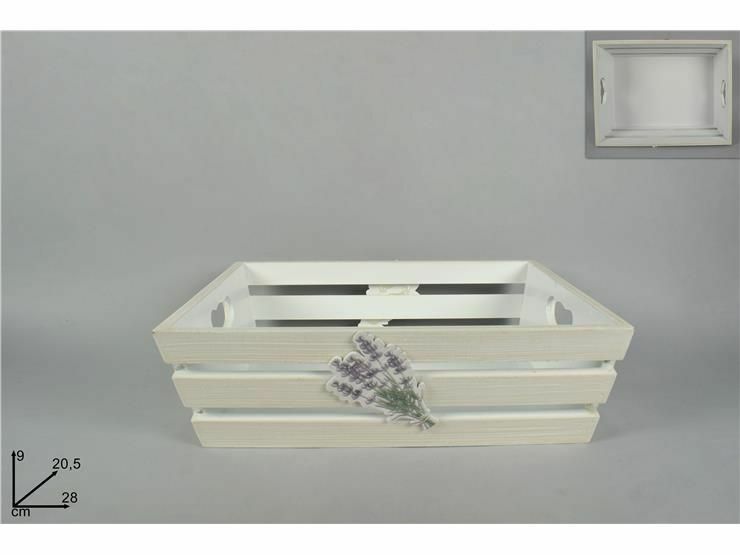 Cassetta 28x20x5.9cm In Legno Bianco Lavanda dfh