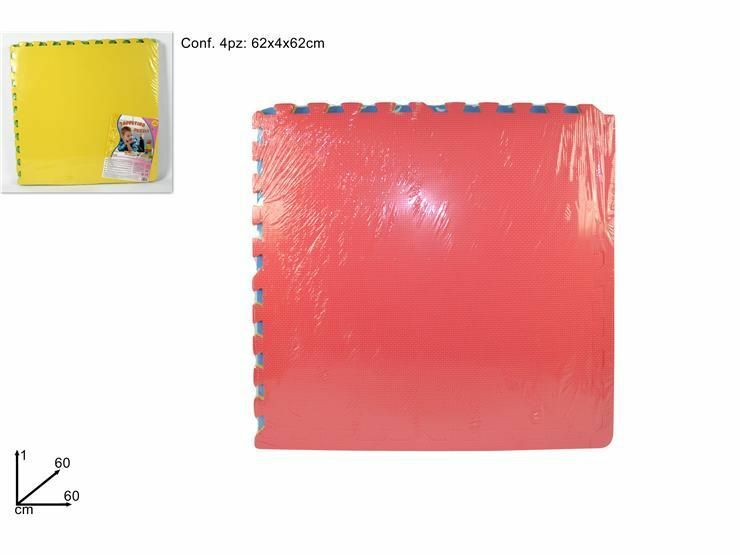 Tappeto Puzzle Morbido 4 Pezzi Colorate Gioco Bambini Bimbi 62x62cm