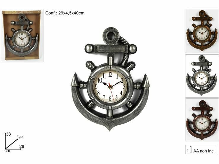 Orologio Da Parete Muro Ancora Vintage Antichizzato 38x28cm dfh