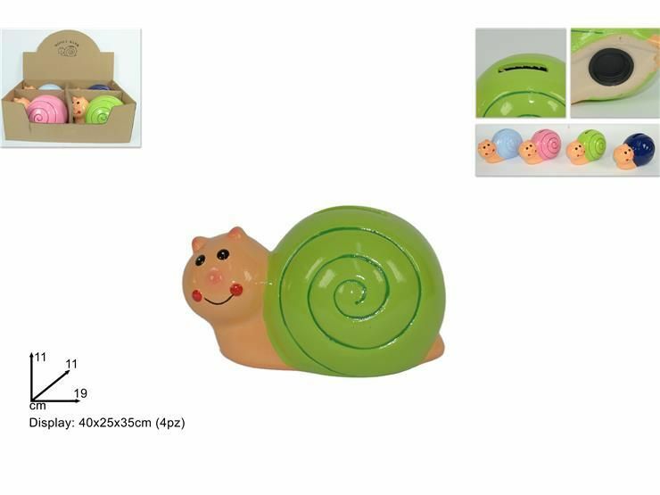 Set 4 Pezzi Salvadanaio Lumaca Colorato 19cm Ceramica Monete Porta Soldi dfh