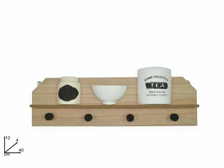 Mensola In Legno Da Parete Con 4 Appendini Decorazione Casa dfh