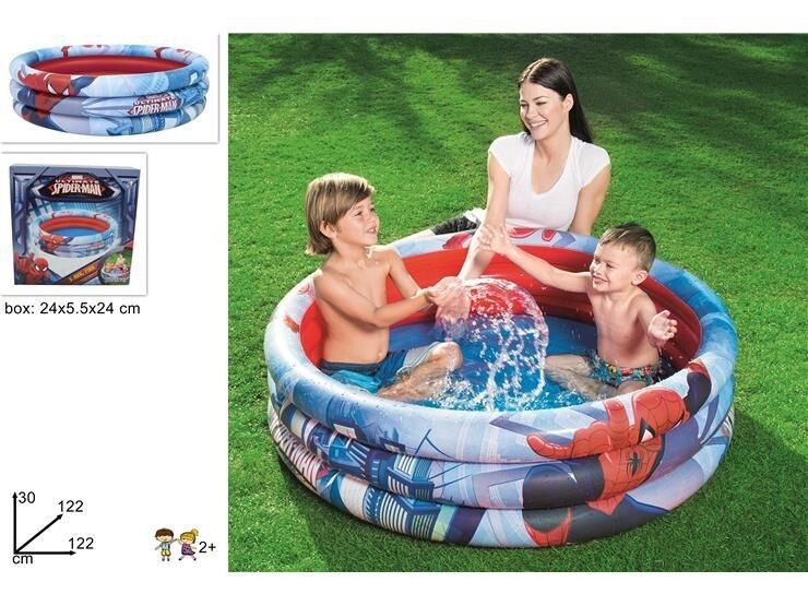 Piscina Gonfiabile 3 Anelli Spider-Man 122cm Bambini Estate Piscina Mare dfh