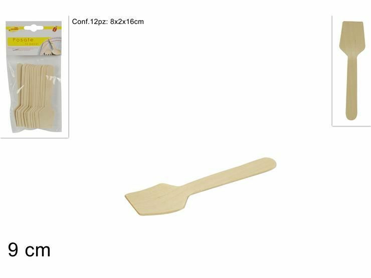 Confezione 12 Pezzi Cucchiaino Paletta Gelato In Legno dfh